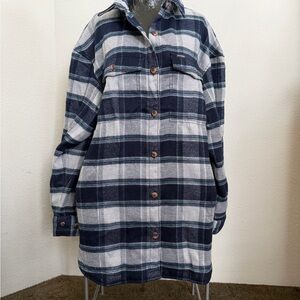 Columbia Navy & White Plaid Utility Shacket